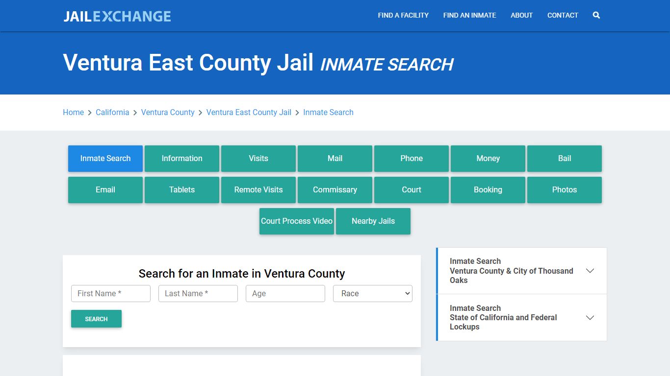 Ventura East County Jail, CA Inmate Search: Roster & Mugshots